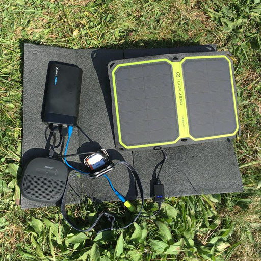 A backpacker's solar power station.