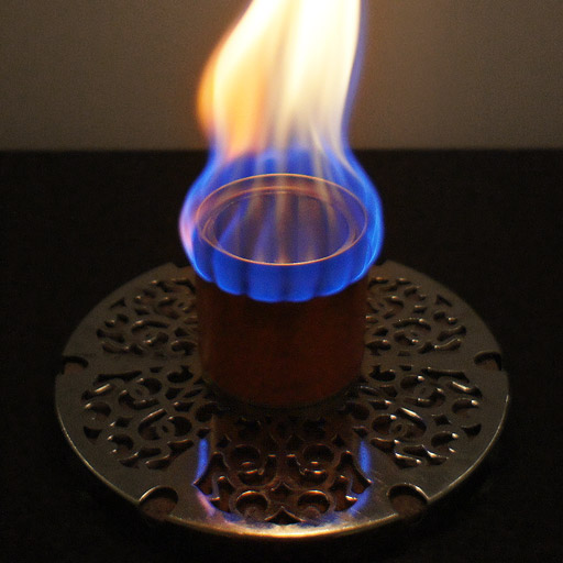 A burning handmade soda can stove.