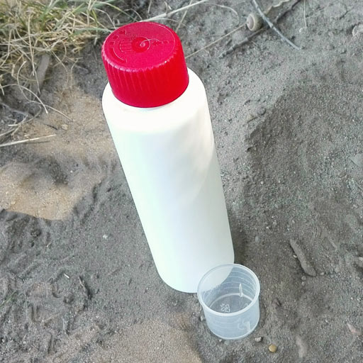 Fuel bottle made from a disinfection bottle.