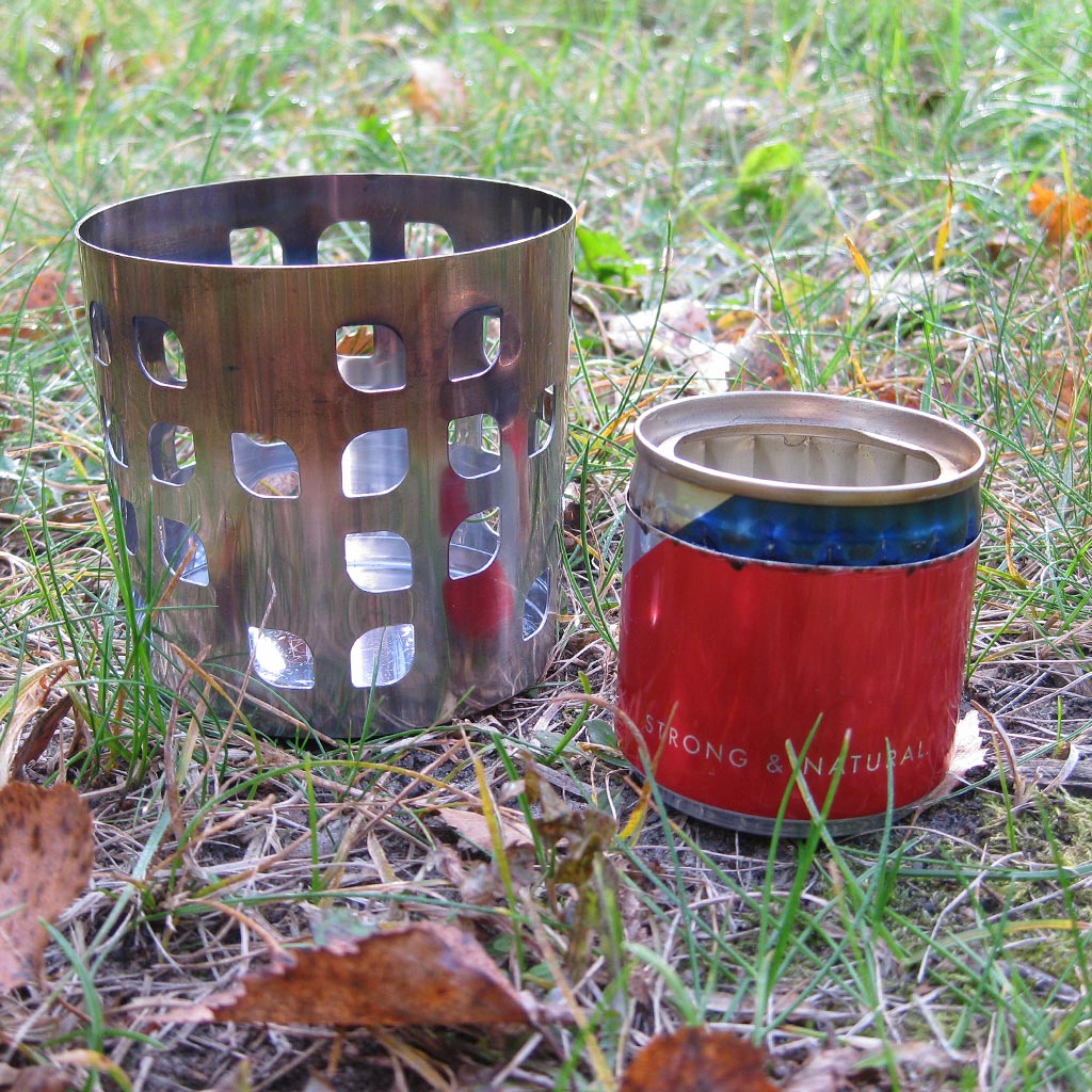 DIY alcohol stove with Ikea hack pot stand.