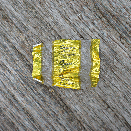 A golden candy wrapper.